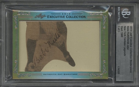 2013 Leaf "Executive Collection Masterpiece" Babe Ruth/Derek Jeter Dual Cut Signature "1 of 1" Chase Card (BGS)